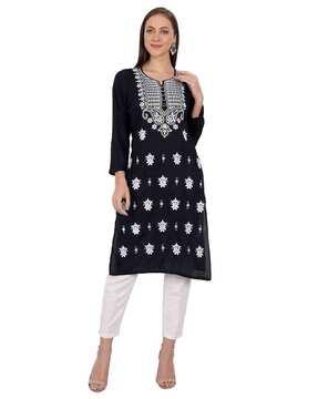 embroidered a-line kurti