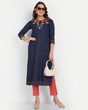 embroidered a-line kurti