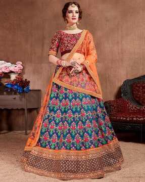 embroidered a-line lehenga choli set