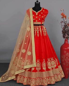 embroidered a-line lehenga choli set