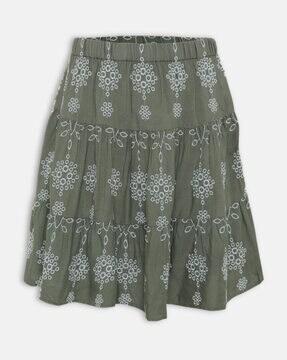 embroidered a-line skirt