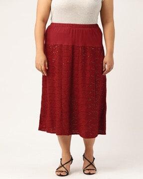 embroidered a-line skirt