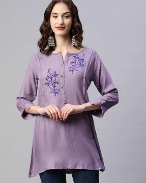 embroidered a-line tunic