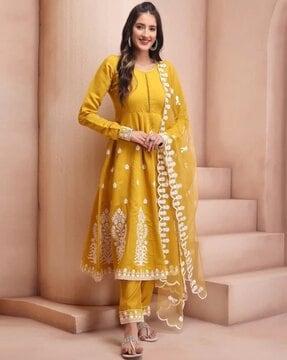 embroidered anarkali kurta set