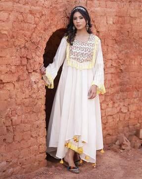 embroidered anarkali kurta with pants