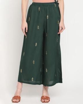 embroidered ankle-length palazzo