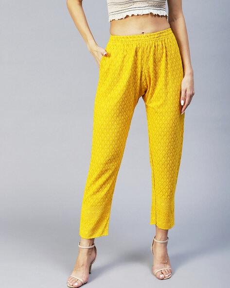 embroidered ankle-length pants