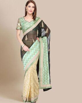 embroidered art silk saree