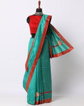 embroidered art silk saree