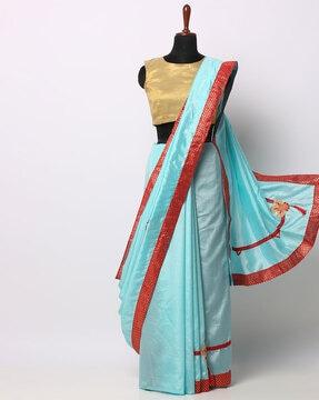 embroidered art silk saree