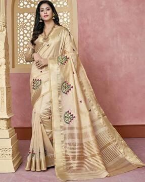 embroidered assam cotton silk saree