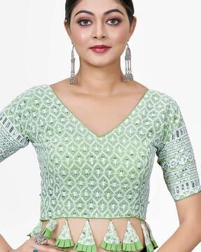 embroidered back open blouse