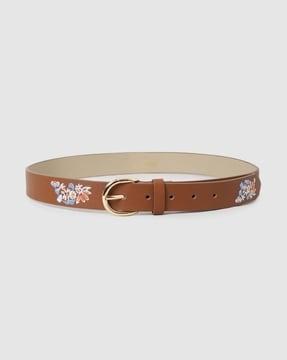 embroidered belt with metal buckle