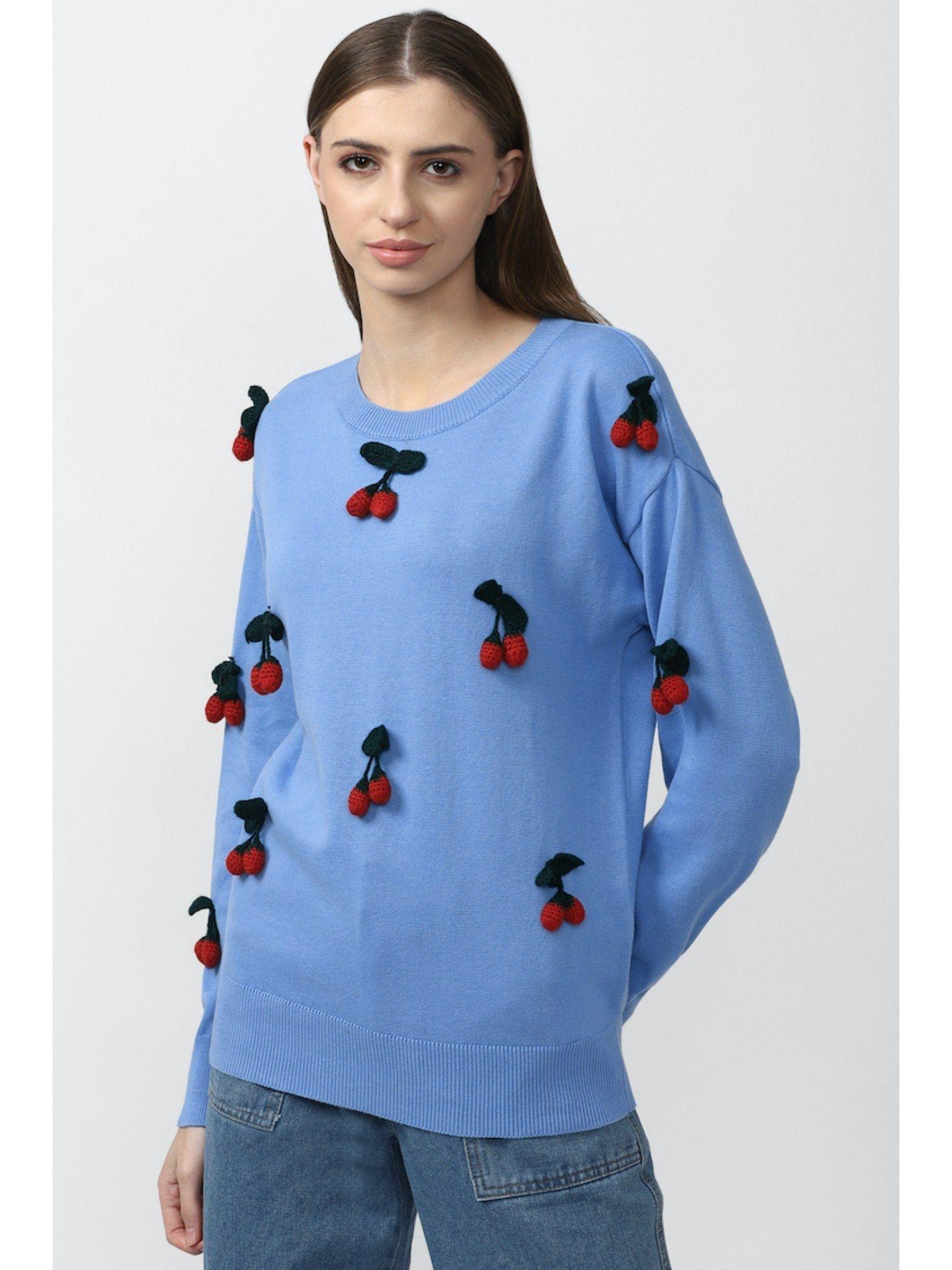 embroidered blue sweaters