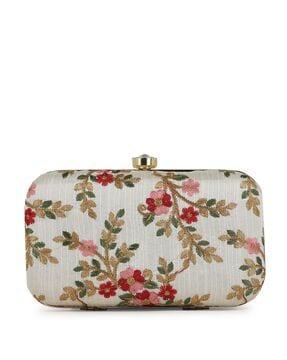 embroidered box clutch