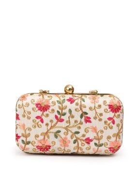 embroidered box clutch