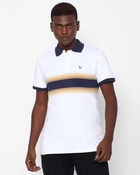 embroidered brand logo polo t-shirt