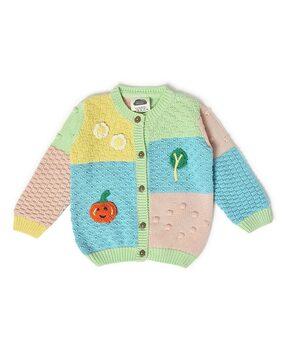 embroidered button-down cardigan