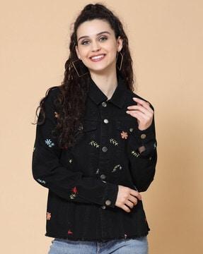 embroidered button-down closure jacket