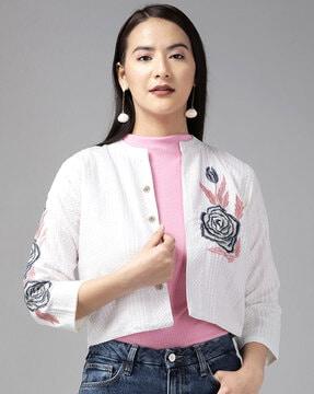 embroidered button-down closure jacket
