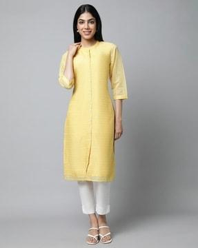 embroidered button-down straight kurta