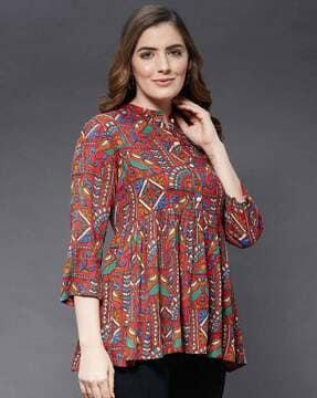 embroidered button-front tunic