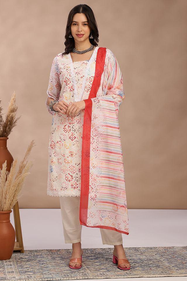 embroidered calf length cotton woven womens kurta set