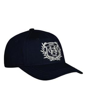 embroidered cap with adjustable strap