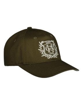 embroidered cap with adjustable strap