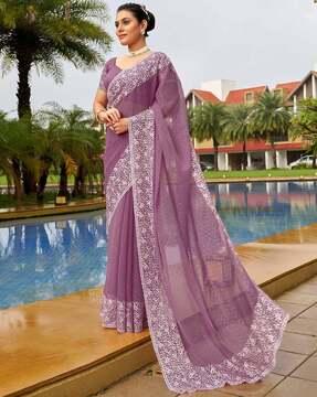 embroidered chiffon saree