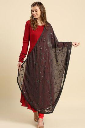 embroidered chiffon womens festive wear dupatta - grey