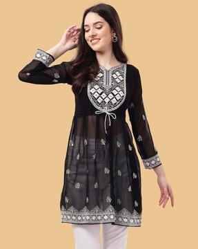 embroidered chikankari straight kurta