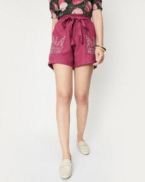 embroidered city shorts