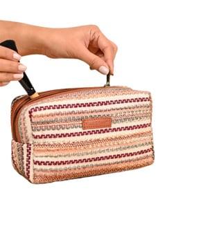 embroidered clutch with zip-closure