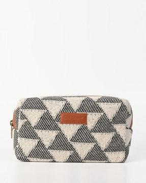 embroidered clutch with zip-closure