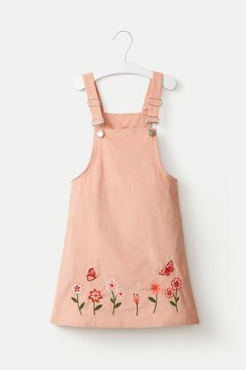 embroidered corduroy  girls casual wear dress - blush