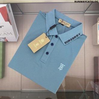 embroidered cotton lapel polo shirt