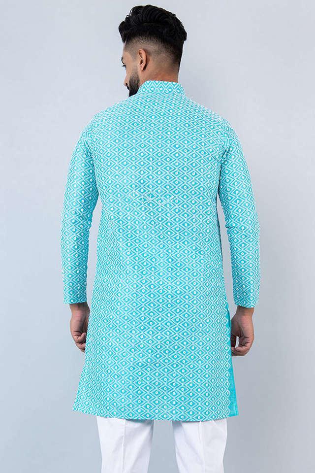 embroidered cotton mandarin mens kurta