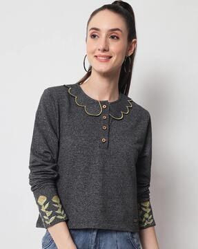 embroidered cotton sweatshirt