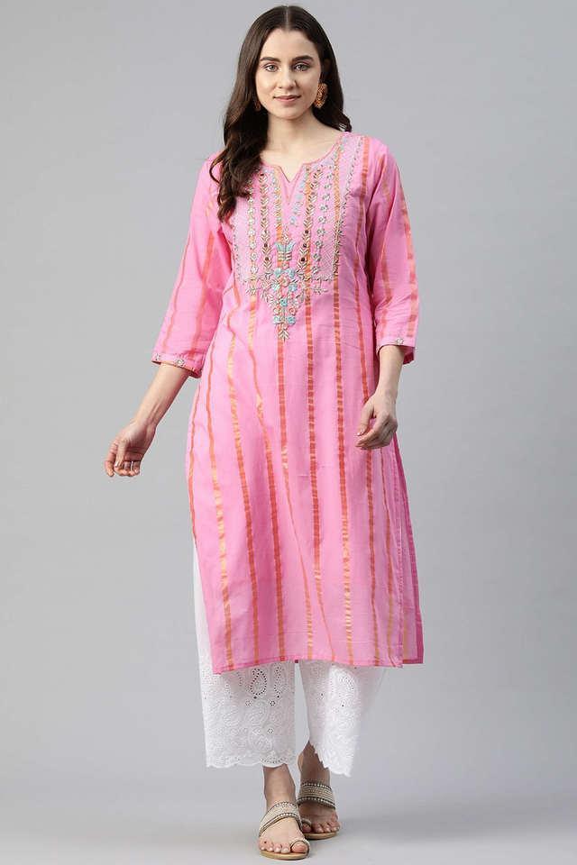 embroidered cotton sweetheart neck womens festive wear kurta