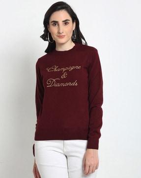 embroidered crew-neck pullover