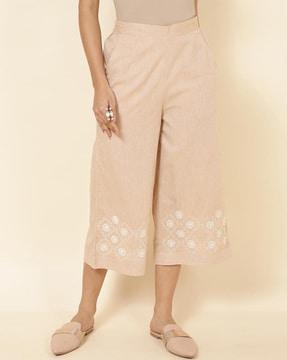 embroidered culottes with semi-elasticated waist