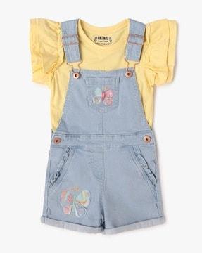 embroidered dungaree with top