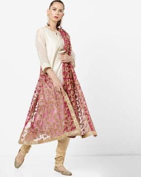 embroidered dupatta with embellished border