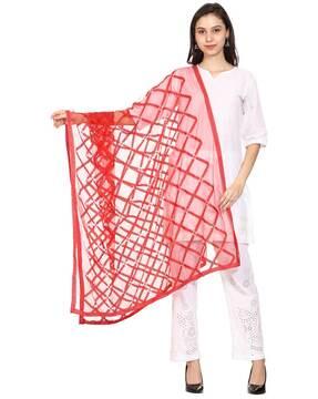 embroidered dupatta with lace border