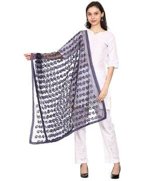 embroidered dupatta with lace border