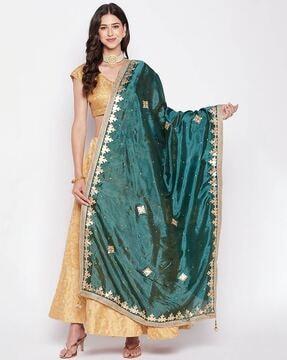 embroidered dupatta with lace border