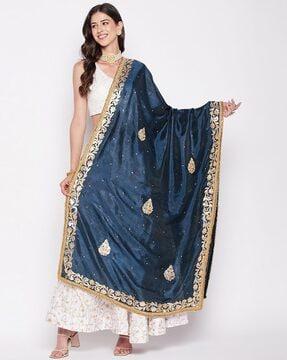 embroidered dupatta with lace border