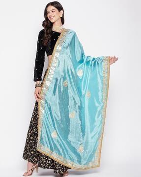 embroidered dupatta with lace border