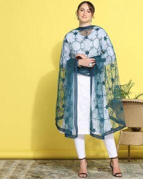 embroidered dupatta with lace border